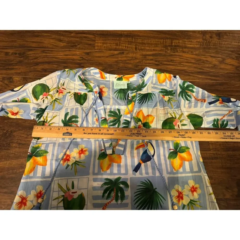 True Destination Shirt Women M Cover Up Resort Beach Tropical Tunic